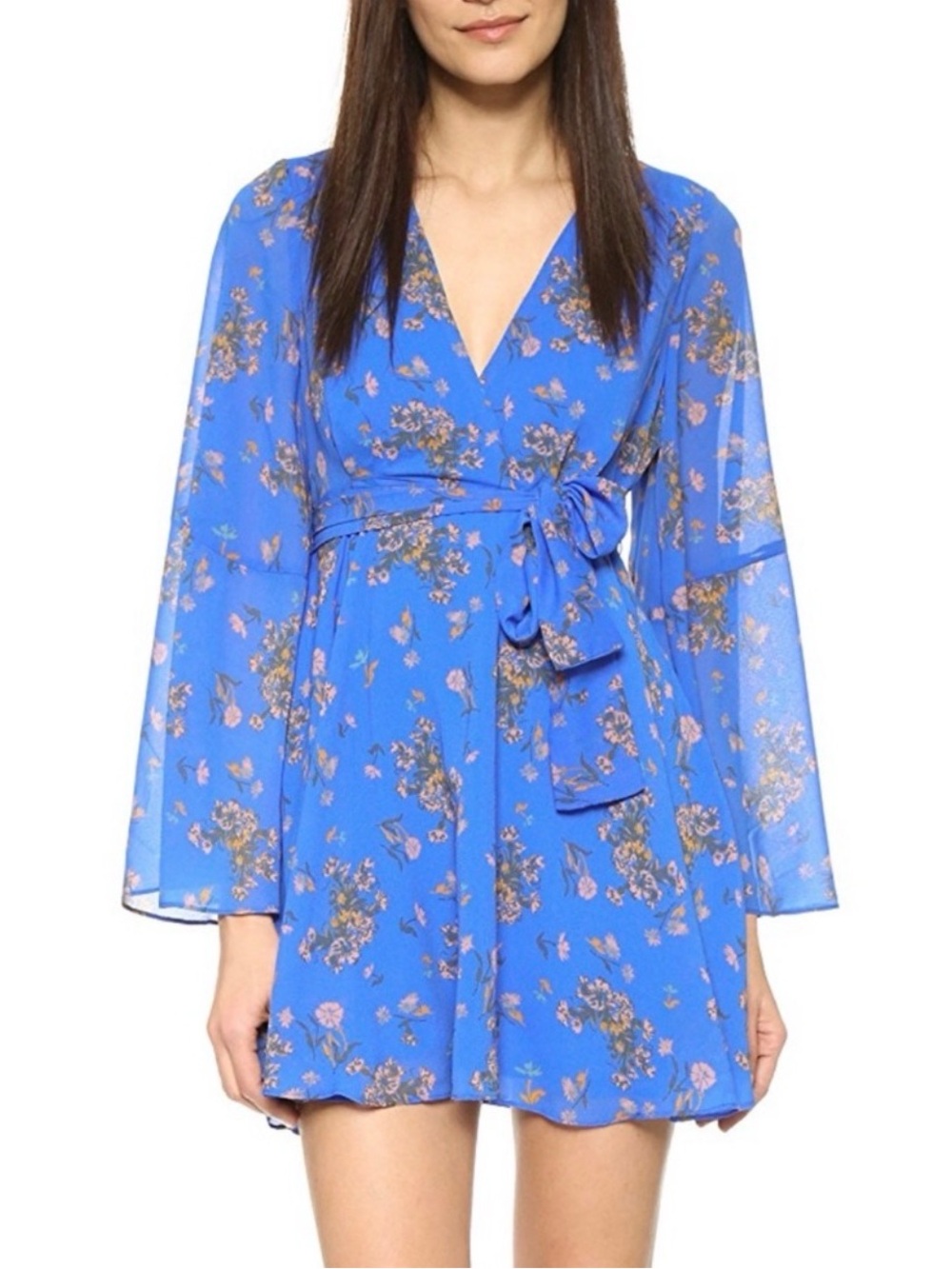 Free People ‘Lilou’ Printed Floral Wrap Tie Dress